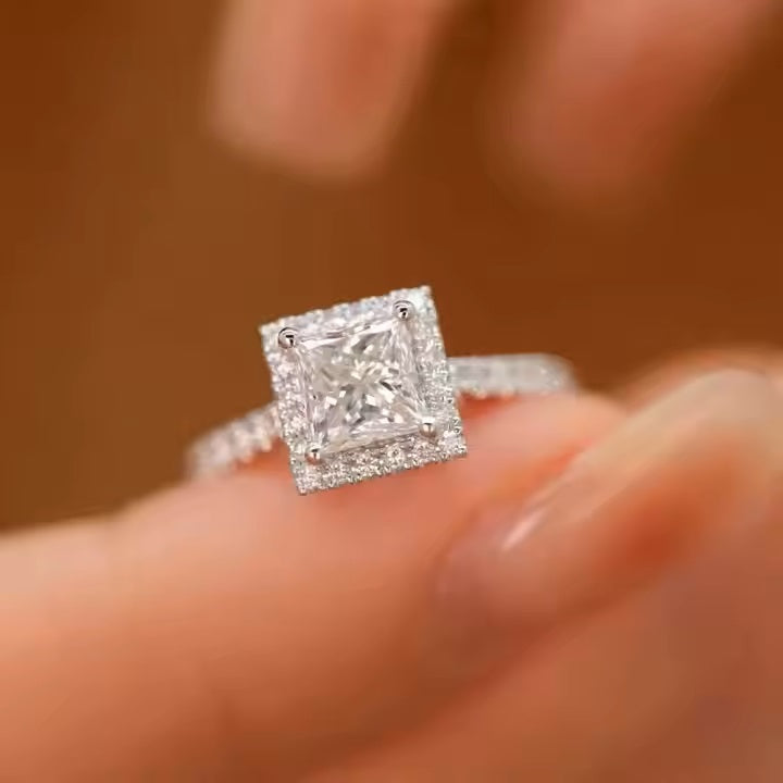 Moissanite Ring 1ct 5.5mm Princess Cut Moissanite Engagement Ring